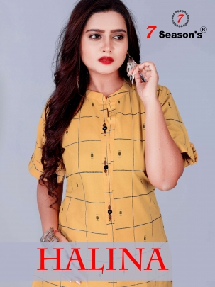 Halina cotton kurti with pent  catalogue