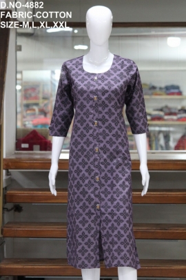 letest casual cotton printed purple kurti