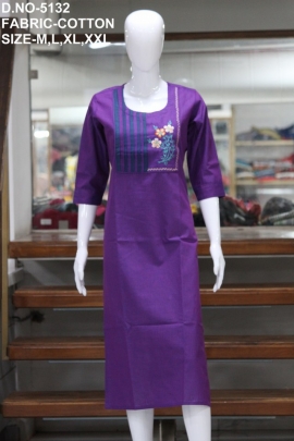 new formal cotton hand work kurti purple