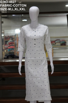 letest formal cotton printed white kurti