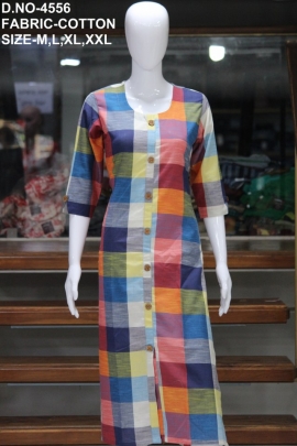 letest casual cotton chex kurti