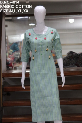 letest casual cotton embroidery work kurti