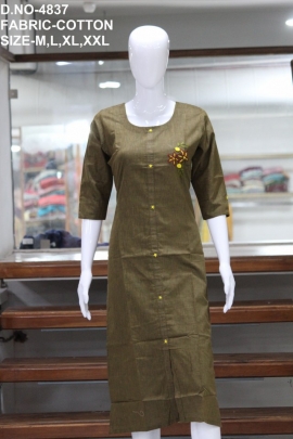 letest casual cotton plain with work mahendi kurti