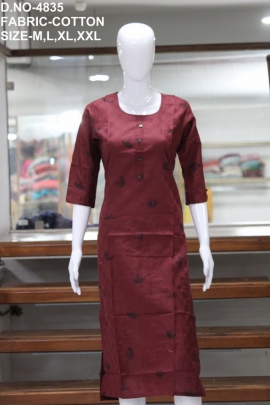 letest casual cotton printed maroon color kurti