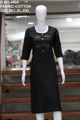 letest casual cotton work black color kurti