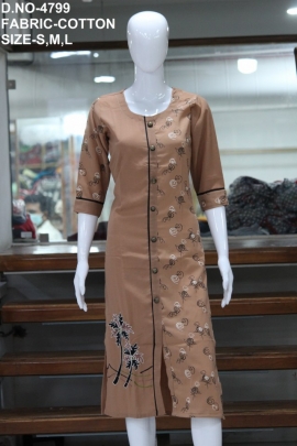 letest casual cotton work kurti