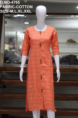 letest cotton printed orange kurti