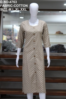 letest cotton printed skin color kurti