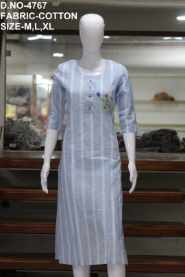 letest cotton worked light blue kurti