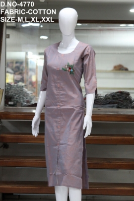 letest cotton worked light purple kurti