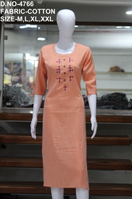 letest cotton worked orange kurti