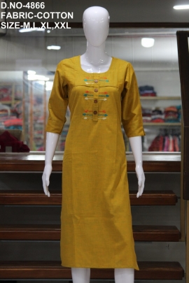 letest formal cotton work musterd kurti