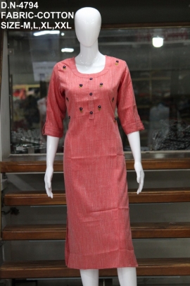 letest formal cotton work peach color kurti