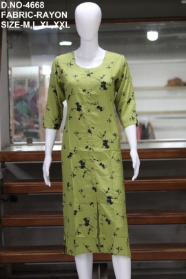 letest rayon 14kg printed kurti