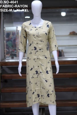 letest rayon 14kg printed kurti