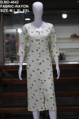 letest rayon 14kg printed kurti