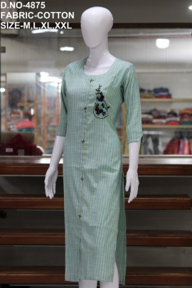 new casual cotton lining hand work kurti