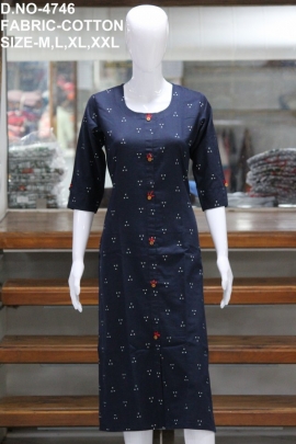 new casual cotton printed neavy blue kurti