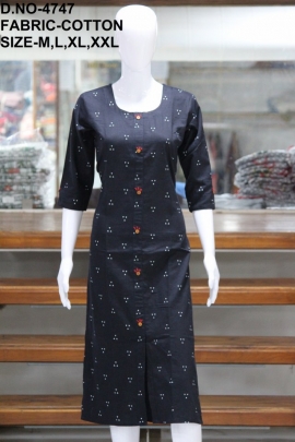 new casual cotton printed black kurti