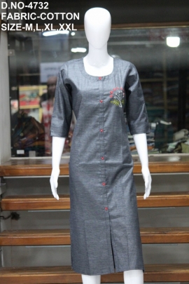 new cotton hand work gray color kurti