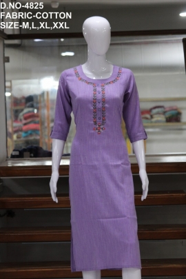 new formal cotton embroidery work purple kurti