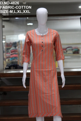 new formal cotton lining orange kurti