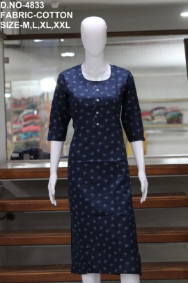 new formal cotton printed neavy blue kurti