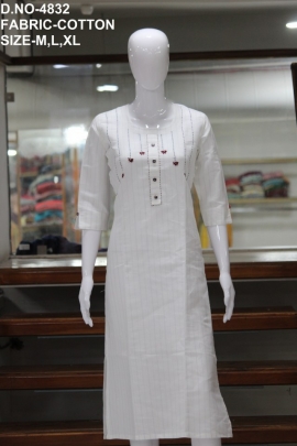 new formal cotton work white kurti